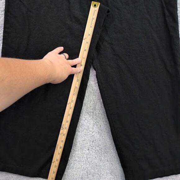 Old Navy Medium Petite Pull On High Waisted Linen Blend Wide Leg Pants Black - Picture 5 of 11